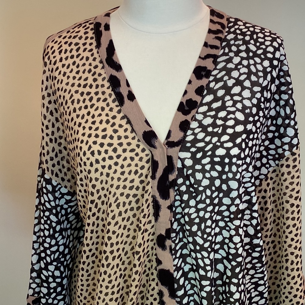 Umgee Animal Patchwork Print Open Bell Ruffle Tri… - image 2